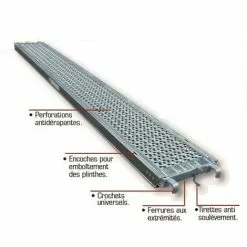 ALTRAD - Plancher Acier Galvanisé Tolacier 0,365 X 1,50m (300kg/m2) - Gamme échafaudage Façadier - AERIS 45 - Réf: Most36-150-ac